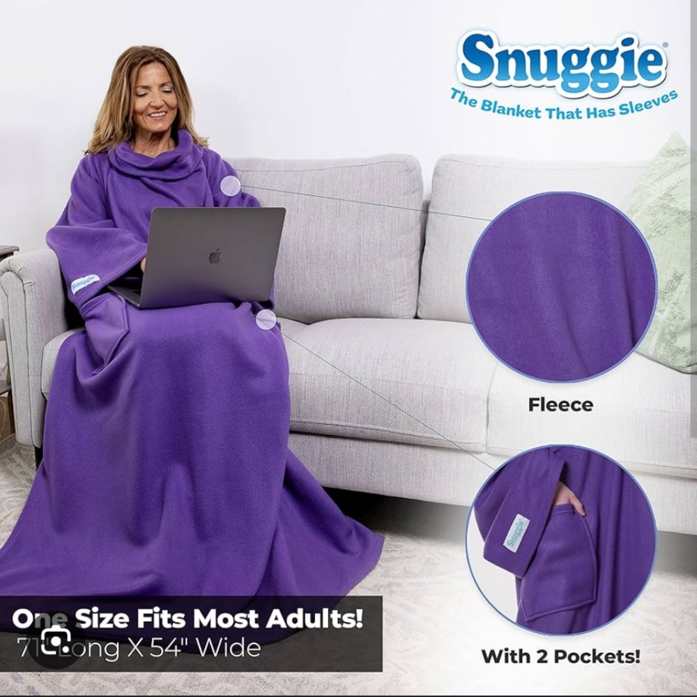 Snuggie Purple Fleece Blanket with Sleeves